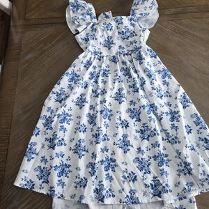 Floral Blue and White Kids Dress